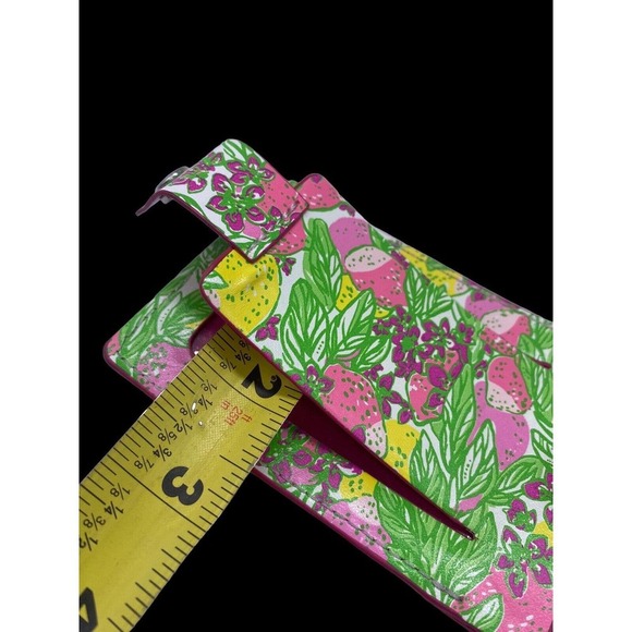 Lilly Pulitzer ID Photo Travel Card Case Tag Pink Green Yellow Tropical Clip On - Picture 7 of 7